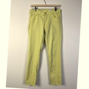 AG Prima Ankle Skinny Leg Jeans Chartreuse Yellow Denim Pants Size‎ 29